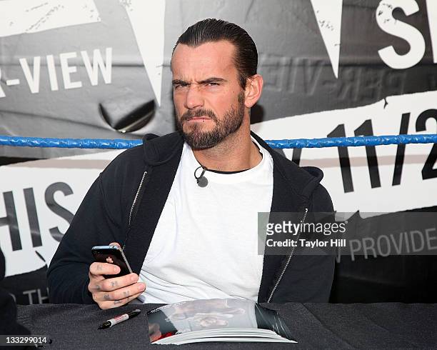 Wrestler CM Punk attends the WWE Survivor Series 25th Anniversary party at Madison Square Garden on November 18, 2011 in New York City.