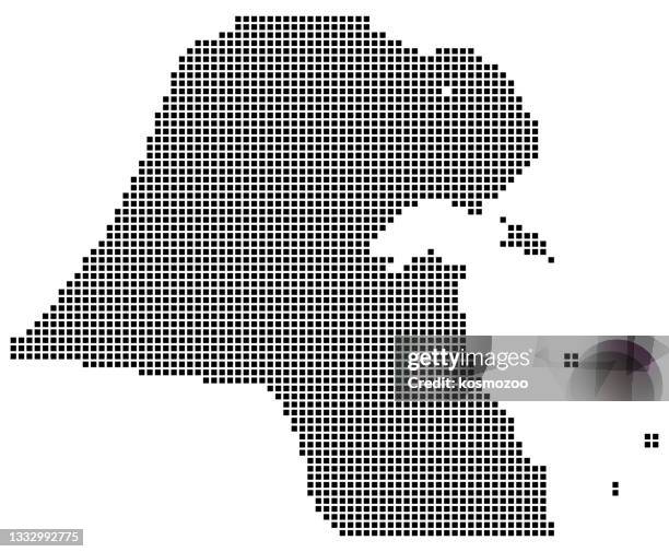 kuwait map square dotted style - kuwaiti stock illustrations