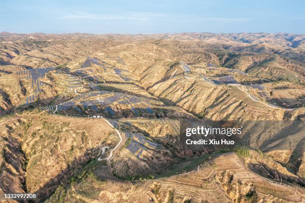 panorama of the loess plateau mountains - shaanxi province east central china stock pictures, royalty-free photos & images