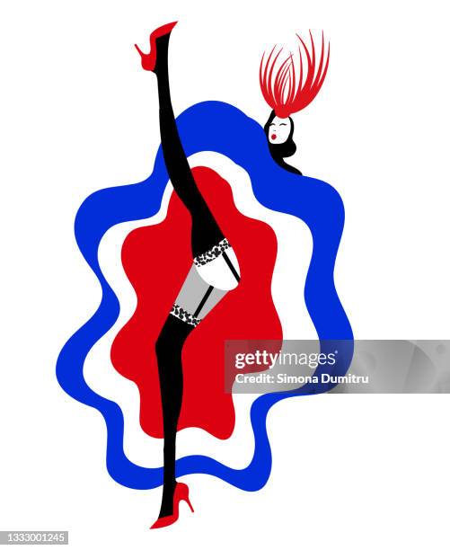 illustration of a can can girl dancing - burlesque girl dance stock pictures, royalty-free photos & images