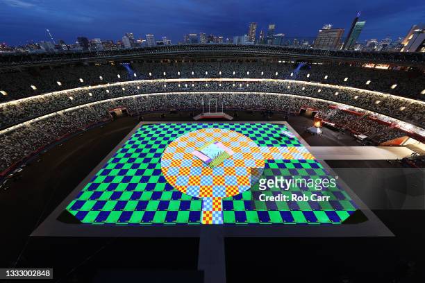 General view of Olympic Stadium before the Closing Ceremony of the Tokyo 2020 Olympic Games at Olympic Stadium on August 08, 2021 in Tokyo, Japan.