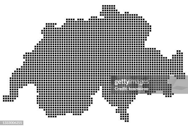 stockillustraties, clipart, cartoons en iconen met switzerland map square dotted style - zwitserland kaart