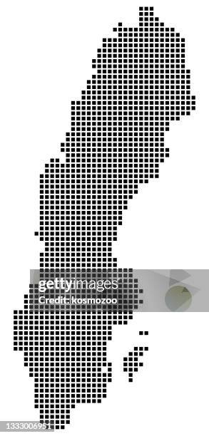 sweden map square dotted style - sweden map stock illustrations