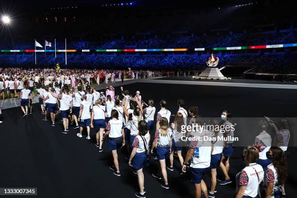 Members of Team Great Britain during the Closing Ceremony of the Tokyo 2020 Olympic Games at Olympic Stadium on August 08, 2021 in Tokyo, Japan.