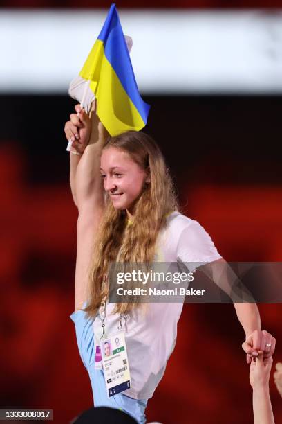 Member of Team Ukraine during the Closing Ceremony of the Tokyo 2020 Olympic Games at Olympic Stadium on August 08, 2021 in Tokyo, Japan.
