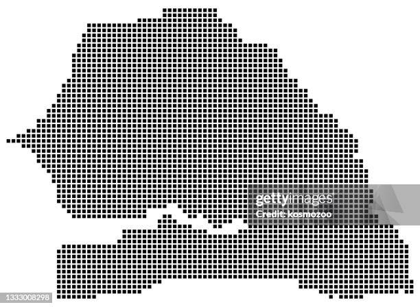 senegal map square dotted style - small dots texture stock illustrations