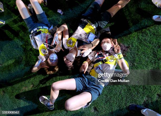 Members of Team Australia during the Closing Ceremony of the Tokyo 2020 Olympic Games at Olympic Stadium on August 08, 2021 in Tokyo, Japan.