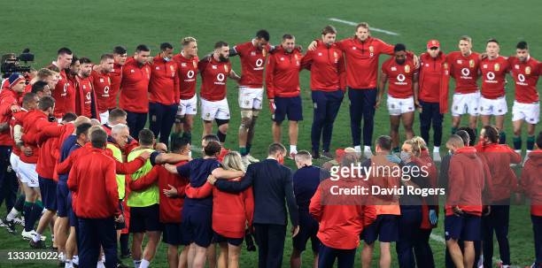 The British & Irish Lions look dejected after their defeat during the 3rd test match between the South Africa Springboks and the British & Irish...