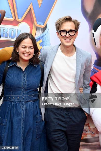 Giovanna Fletcher and Tom Fletcher attend the "Paw Patrol" movie special screening at Vue Leicester Square on August 08, 2021 in London, England.