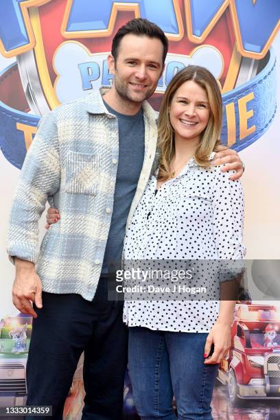 Harry Judd and Izzy Judd attend the "Paw Patrol" movie special screening at Vue Leicester Square on August 08, 2021 in London, England.