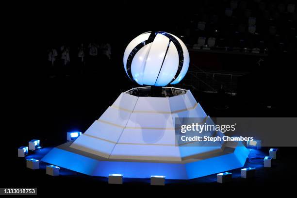 The olympic flame is extinguished during the Closing Ceremony of the Tokyo 2020 Olympic Games at Olympic Stadium on August 08, 2021 in Tokyo, Japan.