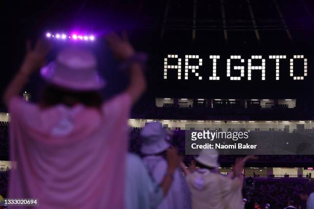 Is on display during the Closing Ceremony of the Tokyo 2020 Olympic Games at Olympic Stadium on August 08, 2021 in Tokyo, Japan.