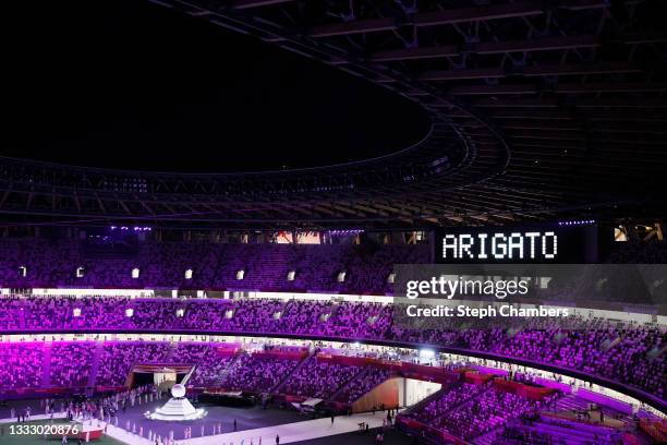 Is on display during the Closing Ceremony of the Tokyo 2020 Olympic Games at Olympic Stadium on August 08, 2021 in Tokyo, Japan.