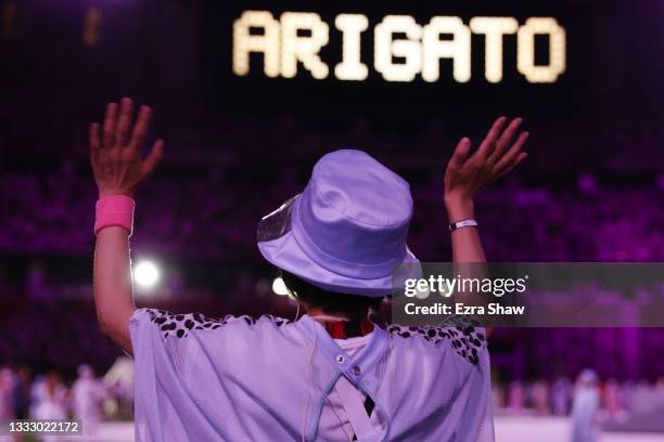 Is on display during the Closing Ceremony of the Tokyo 2020 Olympic Games at Olympic Stadium on August 08, 2021 in Tokyo, Japan.