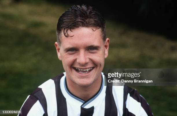 Newcastle United player Paul Gascoigne pictured at the pre season photo call ahead of the 1987/88 season at Benwell in July, 1987 in Newcastle upon...