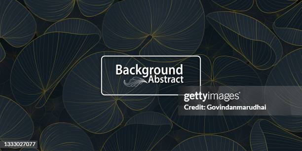 stockillustraties, clipart, cartoons en iconen met luxury gold and nature green background vector. leaf pattern, golden split-leaf lotus leaf plant with monster plant fine arts - waterlelie