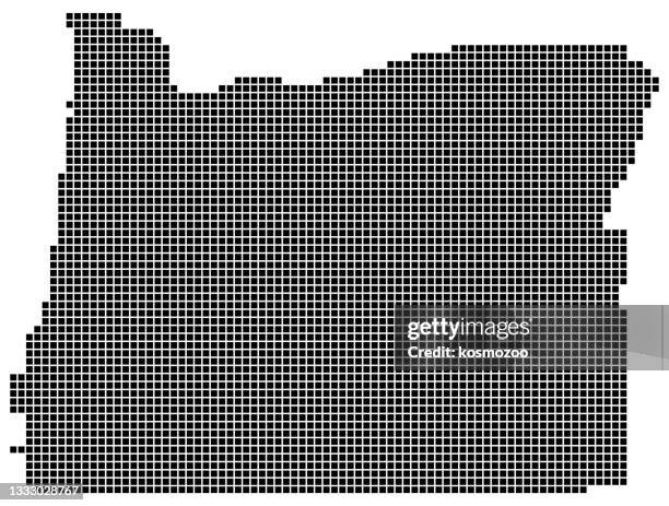 stockillustraties, clipart, cartoons en iconen met oregon state map square dotted style - oregon amerikaanse staat