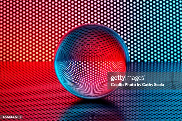 glass orb - red grid pattern stock pictures, royalty-free photos & images