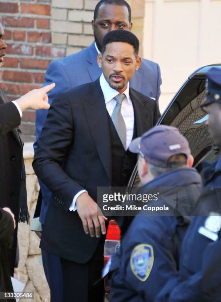 Actor Will Smith attends the funeral service for Heavy D at Grace Baptist Church on November 18, 2011 in Mount Vernon, New York.