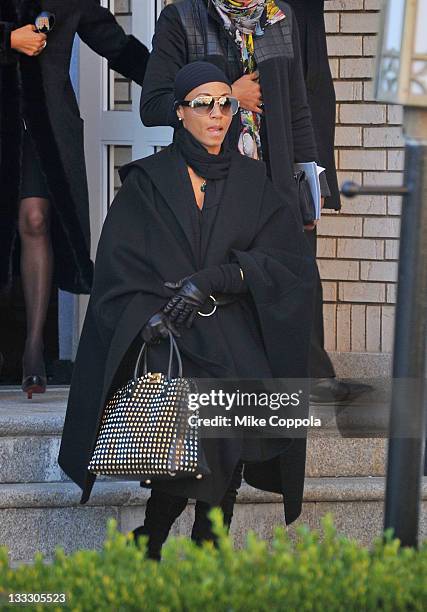 Actress Jada Pinkett Smith attends the funeral service for Heavy D at Grace Baptist Church on November 18, 2011 in Mount Vernon, New York.