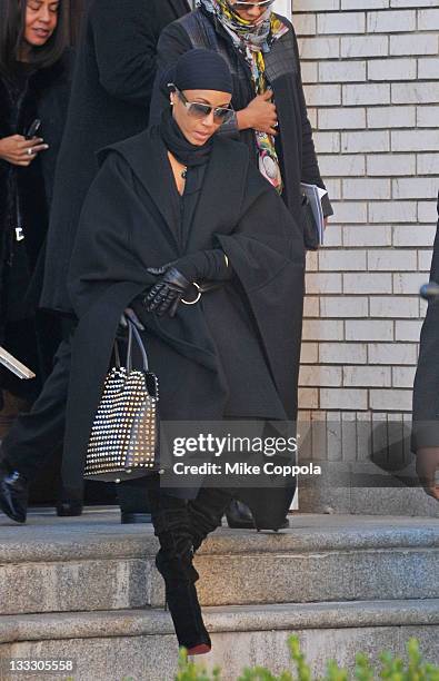 Actress Jada Pinkett Smith attends the funeral service for Heavy D at Grace Baptist Church on November 18, 2011 in Mount Vernon, New York.