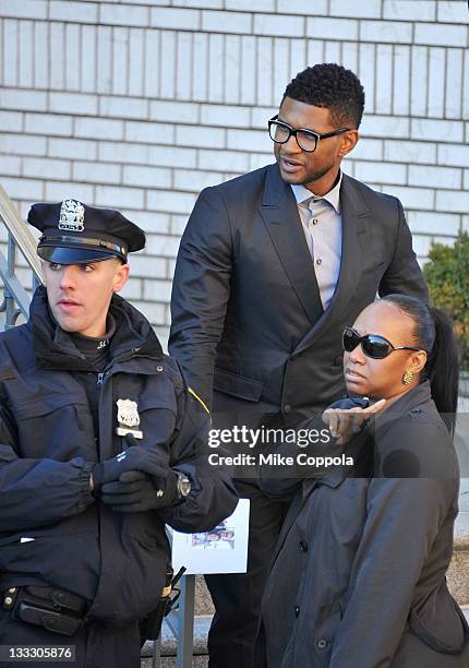 Singer/recording artist Usher attends the funeral service for Heavy D at Grace Baptist Church on November 18, 2011 in Mount Vernon, New York.