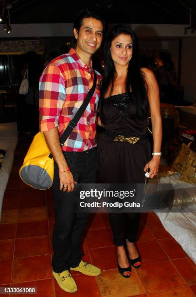 Apurva Agnihotri and Shilpa Saklani attend the launch of Lavinia Hansraj's Soft Furnishings on December 18, 2011 in Mumbai, India.