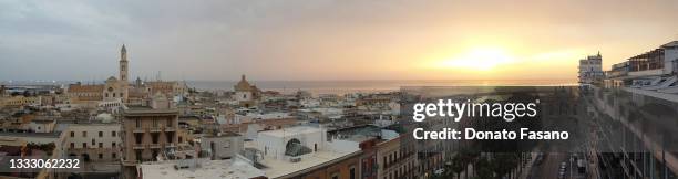 View of Bari Vecchia from above on the left you can see the Basilica of San Nicola and on the right you can see the Margherita theater on August 05,...