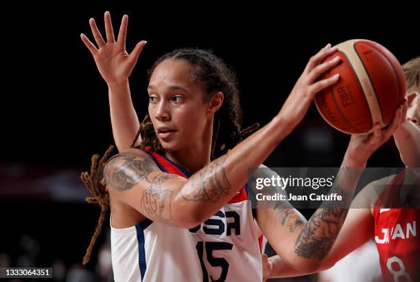 Brittney Griner of USA during the Women's Basketball Gold Medal Final between United States and Japan on day sixteen of the Tokyo 2020 Olympic Games...