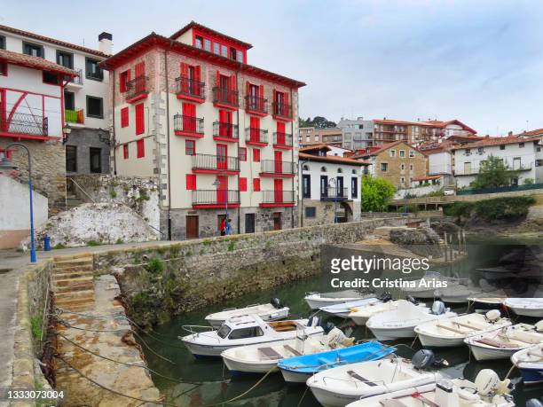Boats in the port of Mundaka on July 22 in Mundaka, Bizkaia, Basque Country, Spain.
