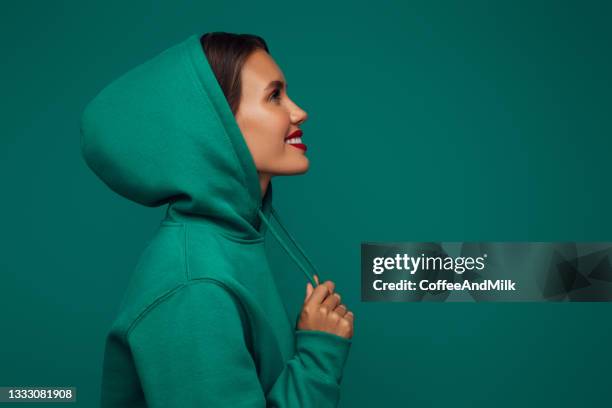 beautiful emotional woman - clothing isolated stockfoto's en -beelden