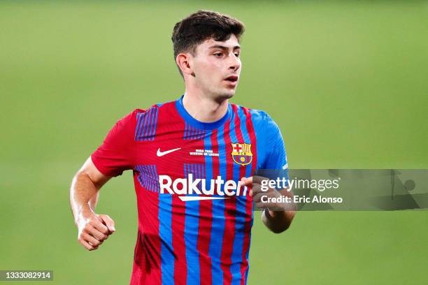 Yusuf Demir of FC Barcelona looks on during the Joan Gamper Trophy match between FC Barcelona and Juventus at Estadi Johan Cruyff on August 08, 2021...