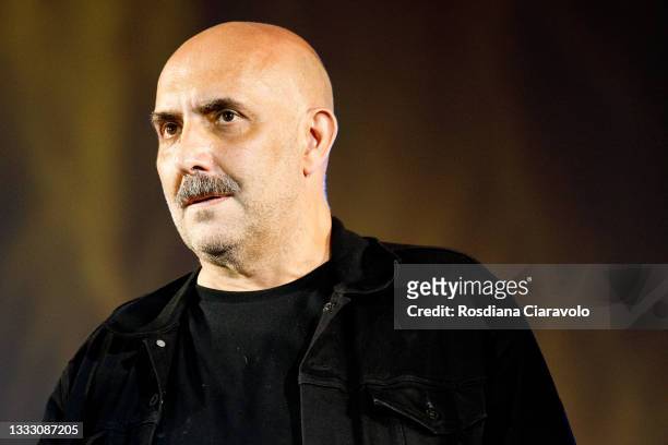 Director Gaspar Noé is seen on stage during the 74th Locarno Film Festival on August 08, 2021 in Locarno, Switzerland.