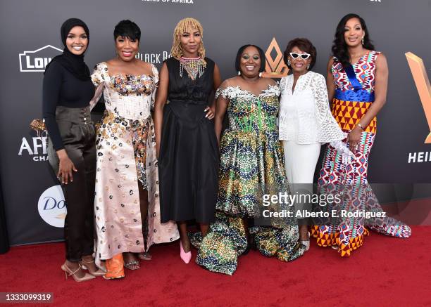 Halima Aden, Ivy McGregor, Opal Tometi, Koshie Mills, Maxine Waters and Alexis Kerr attend Koshie Mills Presents Heirs Of Afrika 4th Annual...