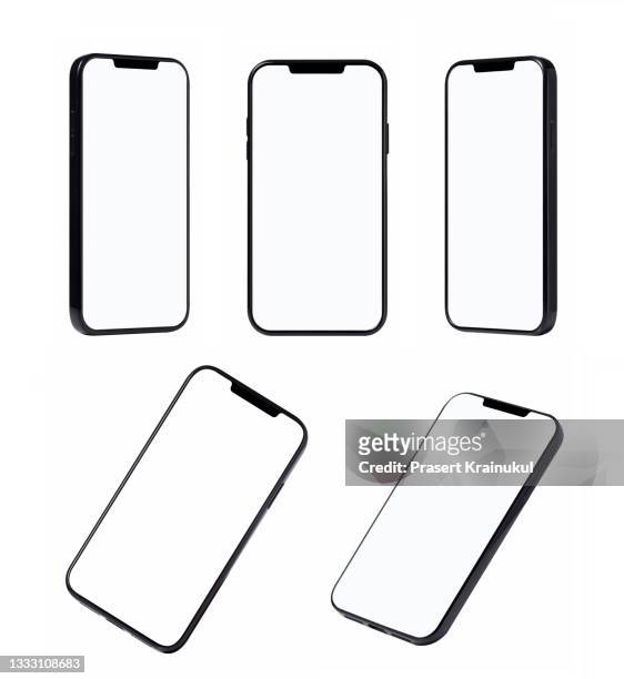 set of smartphone mockup blank screen - smartphone stockfoto's en -beelden