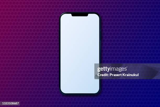 smertphone on purple and blue point pattern background - food photography dark background blue imagens e fotografias de stock
