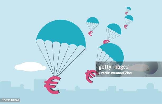 ilustraciones, imágenes clip art, dibujos animados e iconos de stock de donación caritativa - paracaídas