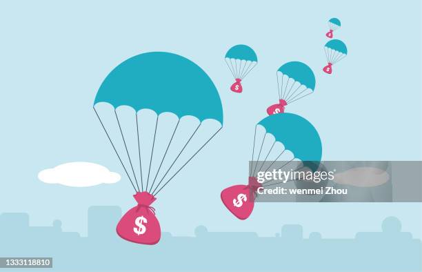 charity and relief work - sky diving stock illustrations