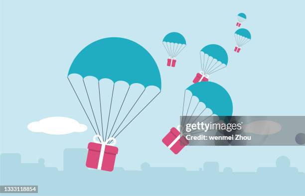 ilustraciones, imágenes clip art, dibujos animados e iconos de stock de asistencia - salto en paracaidas