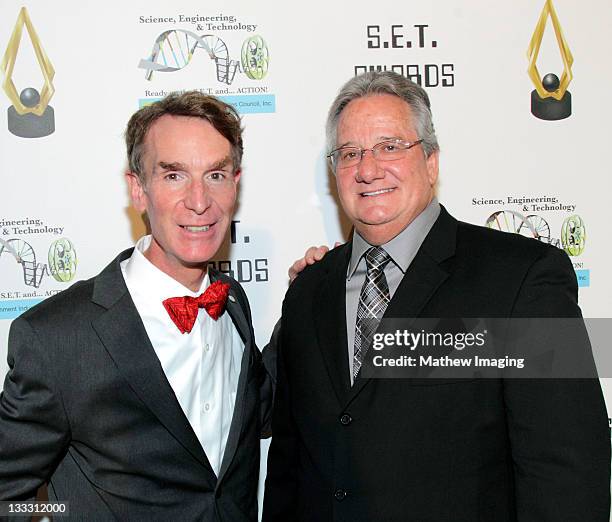 Bill Nye the Science Guy and Brian Dyak, President & CEO, Entertainment Industries Council attend the Inaugural S.E.T. Awards at the Beverly Hills...