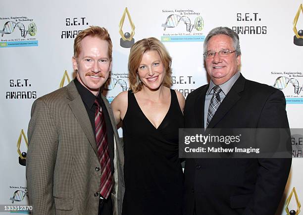 Actors Dan Donohue, Anna Gunn and Brian Dyak, President & CEO, Entertainment Industries Council attend the Inaugural S.E.T. Awards at the Beverly...