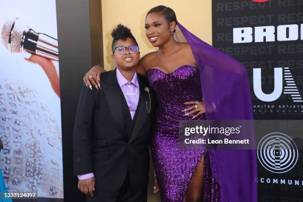 David Otunga Jr. And Jennifer Hudson attend the Los Angeles Premiere Of MGM's "Respect" at Regency Village Theatre on August 08, 2021 in Los Angeles,...