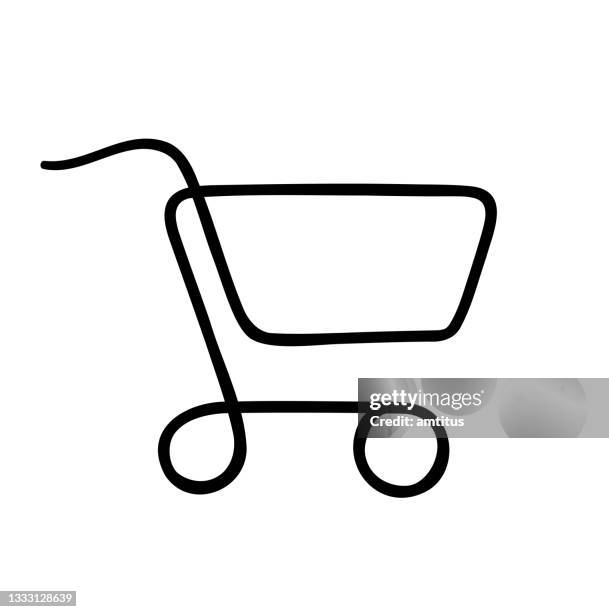 stockillustraties, clipart, cartoons en iconen met shopping cart sketch - shopping trolleys