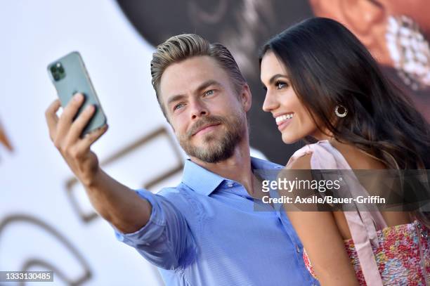 Derek Hough and Hayley Erbert attend the Los Angeles Premiere of MGM's "Respect" at Regency Village Theatre on August 08, 2021 in Los Angeles,...