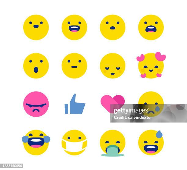 emoticons essential collection - sweating face stock illustrations