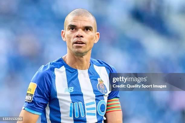 Kepler Lima 'Pepe' of FC Porto looks on during the Liga Portugal Bwin match between FC Porto and Belenenses SAD at Estadio do Dragao on August 08,...