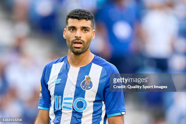 Mehdi Taremi of FC Porto looks on during the Liga Portugal Bwin match between FC Porto and Belenenses SAD at Estadio do Dragao on August 08, 2021 in...