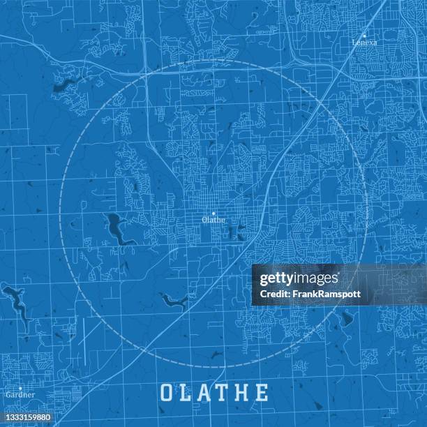 olathe ks city vector road map blue text - olathe kansas stock illustrations