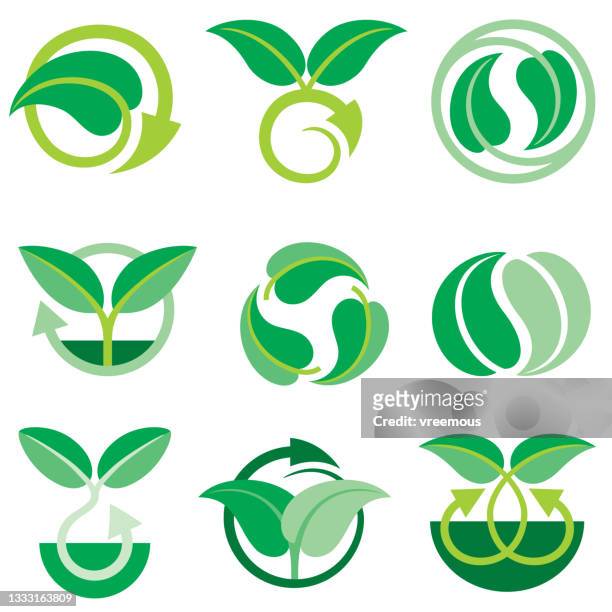 recycling and biodegradable symbols - sustainability stock illustrations