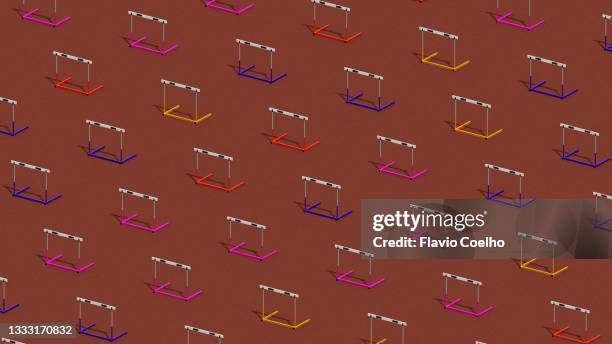 hurdles pattern background - barrer stock pictures, royalty-free photos & images